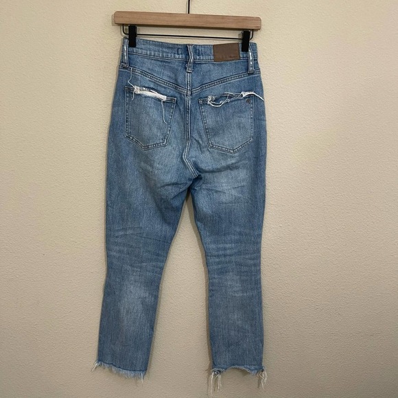 Madewell The Perfect Vintage Distressed Frayed Hem Cropped Jeans Parnell Wash 25 - Picture 9 of 15